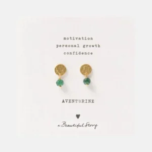 Mini Coin Aventurine Gold Earrings