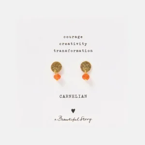 Mini Coin Carnelian Gold Earrings