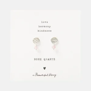 Mini Coin Rose Quartz Silver Earrings