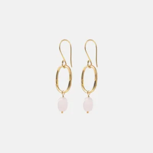 Graceful Rose Quartz Gold Earrings
