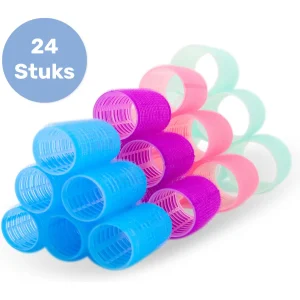 Krulspelden 24 stuks - 4 maten - Incl. 20 haarklemmen - Haarrollers - Groot - Krullen zonder hitte - Kleefrollers Haar - Rollers - Krullers - Zelfklevend - Heatless Curls