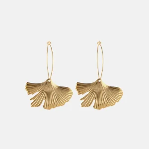 Vintage Leaf Lock Golden Earrings